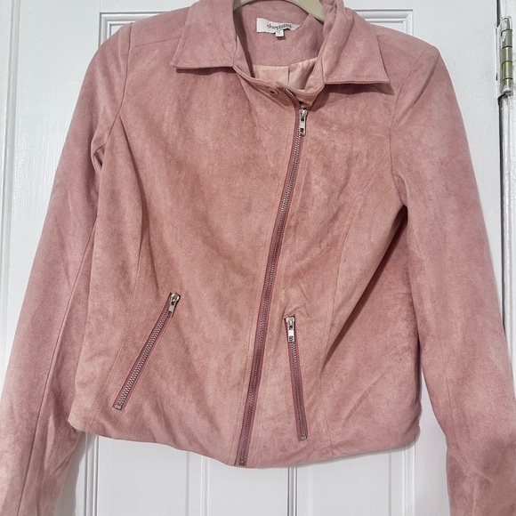 EUC Charlotte Russe Blush Suede Moto Jacket - Picture 1 of 6